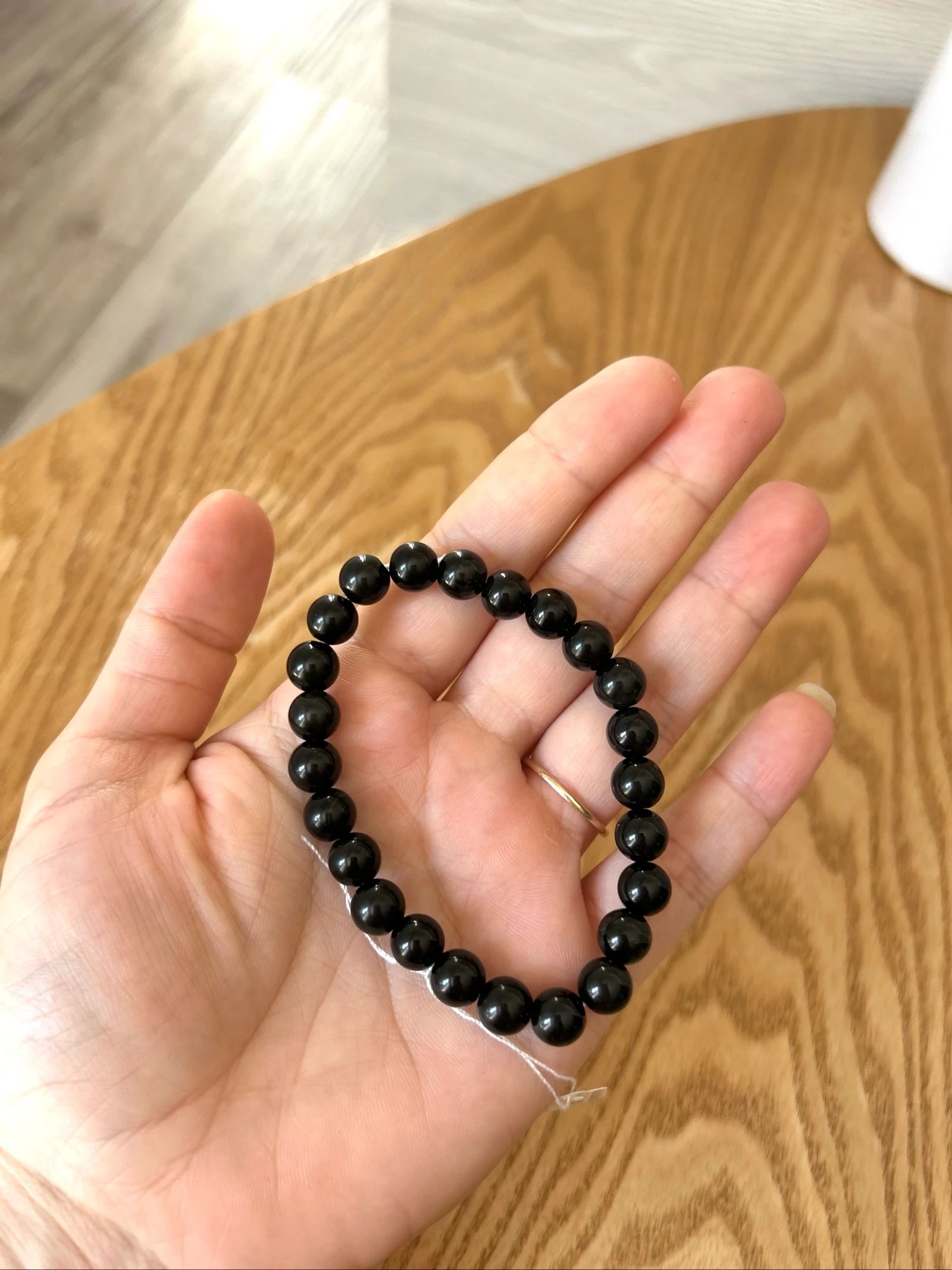 Pulseira de contas naturais obsidiana dourada cor preta – photo 3